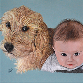 Bébé et son chien - Format 24x30cm